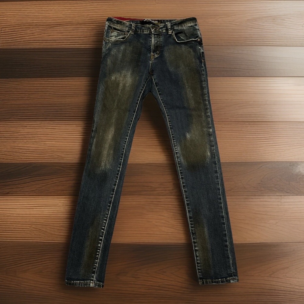 Valabasas Jeans Men 30x32 Blue Denim Skinny Button Fly Streetwear Jeans